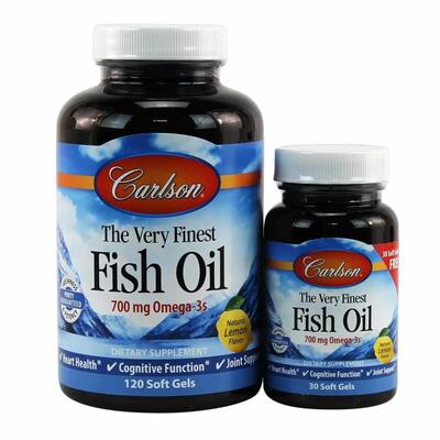 Рыбий жир Carlson Labs Fish Oil 700 мг со вкусом лимона, 120+30 капсул