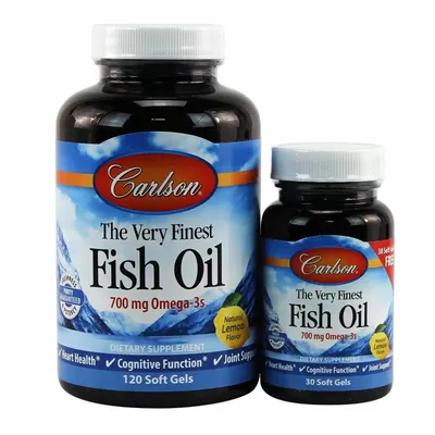 Риб'ячий жир Carlson Labs Fish Oil 700 мг зі смаком лимона, 120 + 30 капсул