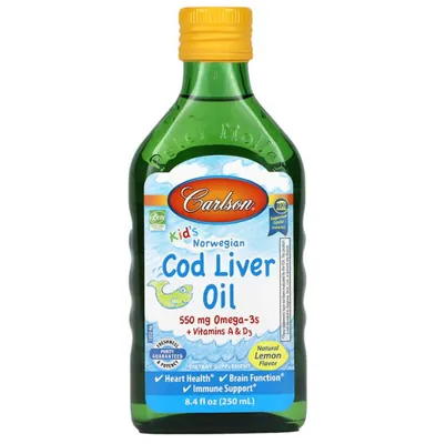 Риб'ячий жир з печінки тріски для дітей Carlson Labs Cod Liver Oil, 250 мл
