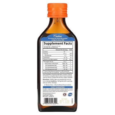 Рыбий жир Carlson Labs Fish Oil апельсин, 200 мл