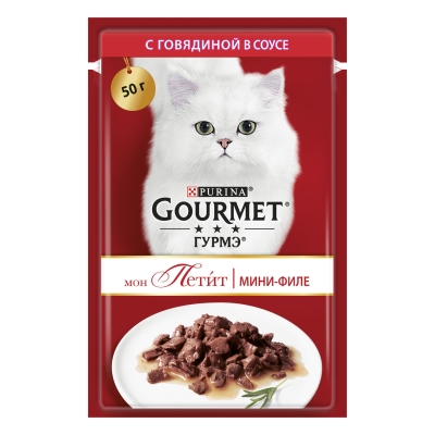 Корм влажный для кошек Purina Gourmet Mon Petit с говядиной в соусе, 50 г