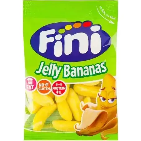 Цукерки желейні Fini Jelly Bananas фруктові жувальні банани, 90 г
