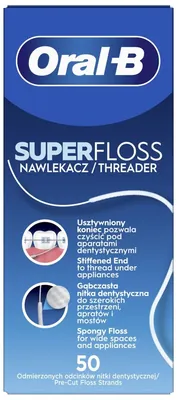 Зубна нитка Oral-B Super Floss для брекет систем і протезів, 50 ниток