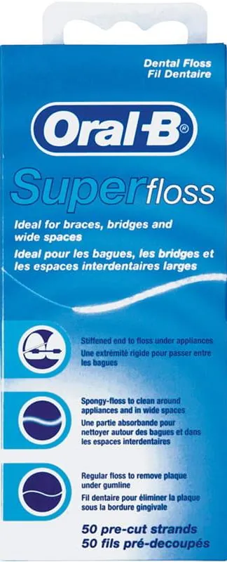 Зубна нитка Oral-B Super Floss для брекет систем і протезів, 50 ниток