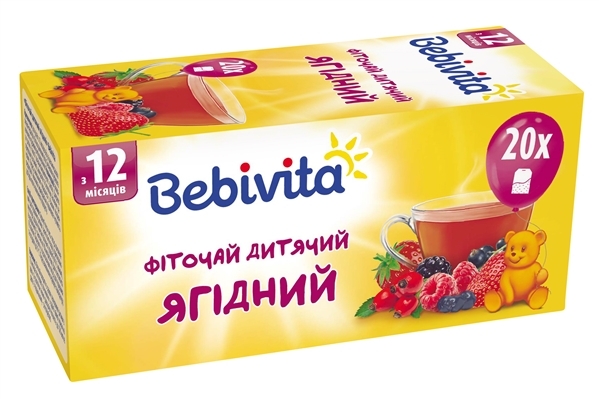 Фіточай Bebivita дитячий ягідний, 20 фільтр-пакетів х 1,5 г