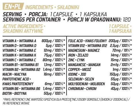 Вітамінно-мінеральний комплекс Evolite Nutrition Daily Dose, 120 капсул