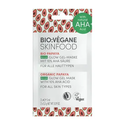 Маска-пілінг для обличчя Bio:Vegane Organic Papaya гелева з АНА кислотами, 10 мл