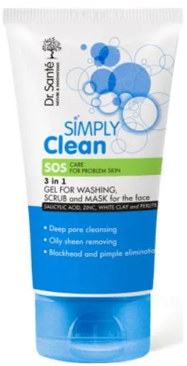 Засіб Dr.Sante Simply Clean SOS 3-в-1 гель для вмивання, скраб і маска, 150 мл