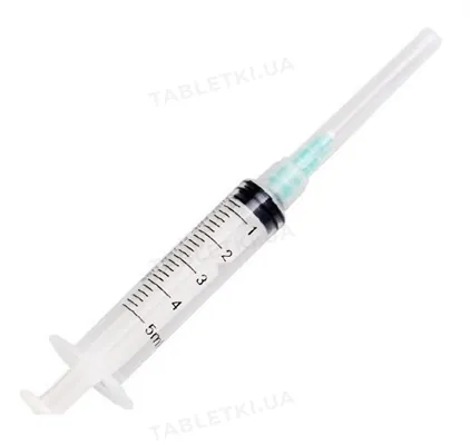 Шприц 5 мл Hemoplast 3-х компонентний з голкою 22G (0,7 мм x 38 мм), 1 штука