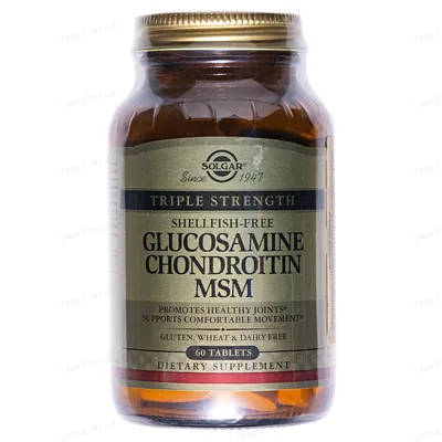 Глюкозамін хондроїтин МСМ Solgar Glucosamine Chondroitin MSM Triple Strength таблетки №60