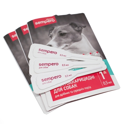 Капли на холку Vitomax Sempero от блох и клещей для собак весом 3-10 кг, 0,5 мл, 3 пипетки