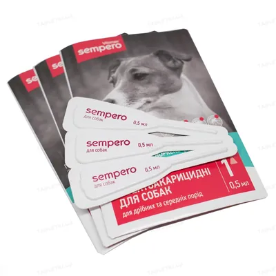 Краплі на холку Vitomax Sempero від бліх і кліщів для собак вагою 3-10 кг, 0,5 мл, 3 піпетки