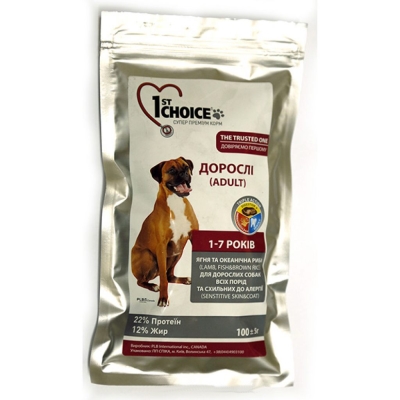 Корм сухой для собак 1st Choice Adult Sensitive Lamb&Fish всех пород склонных к аллергии, с ягнёнком и рыбой, 100 г