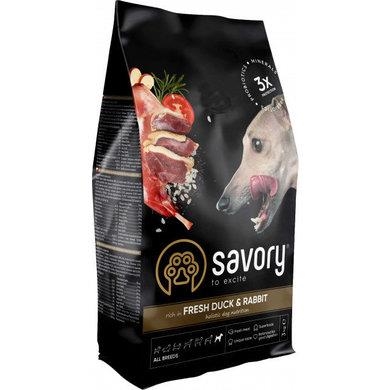 Корм сухий для собак усіх порід Savory 30174 зі свіжим м’ясом качки та кроликом, 3 кг