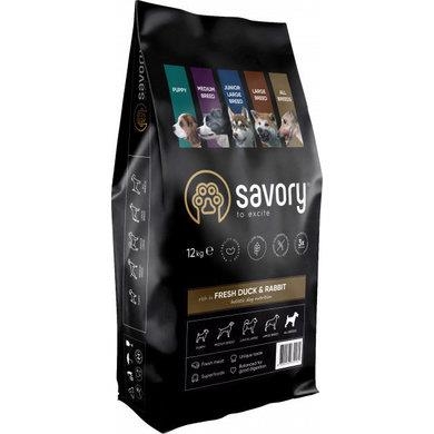 Корм сухий для собак усіх порід Savory 30181 зі свіжим м’ясом качки та кроликом, 12 кг