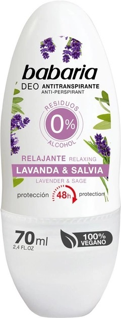 Дезодорант-антиперспирант шариковый Babaria Lavanda & Salvia 48h расслабляющий, 70 мл