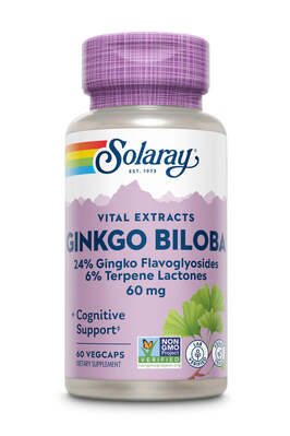 Гинкго билоба экстракт листьев Solaray Ginkgo Biloba вегетарианские капсулы №60