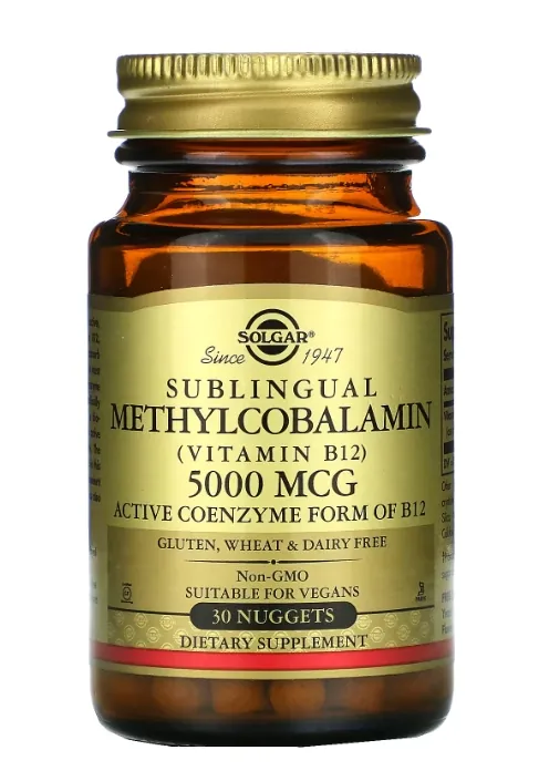 Метилкобаламін (Вітамін В12) Solgar Methylcobalamin (Vitamin B12) 5000 мкг сублінгвальний таблетки №30