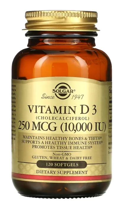 Вітамін Д3 Solgar Vitamin D3 (Cholecalciferol) 250 мкг (10000 МО) м'які ...