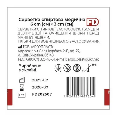 Серветки спиртові Family Doctor 30 мм х 60 мм №100