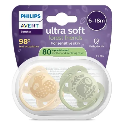 Пустушка силіконова Philips Avent Ultra Soft SCF091/46, 6-18 місяців, 2 шт
