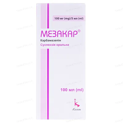 Мезакар суспензія ор. 100 мг/5 мл по 100 мл у флак.