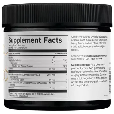 Дієтична добавка Swanson CBD + Sleep 12,5 мг желейні пастилки №60