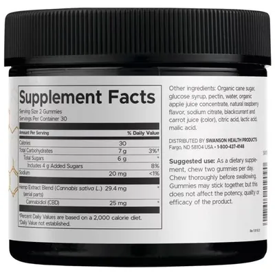 Дієтична добавка Swanson CBD 12,5 мг желейні пастилки №60