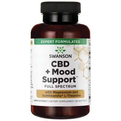 Дієтична добавка Swanson CBD 15 мг + Mood Support with Magnesium and L-Theanine желатинові капсули №60