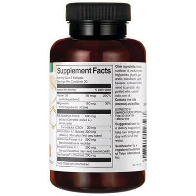 Диетическая добавка Swanson CBD 15 мг + Mood Support with Magnesium and L-Theanine желатиновые капсулы №60