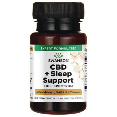 Диетическая добавка Swanson CBD 15 мг + Sleep Support with Melatonin, GABA & L-Theanine желатиновые капсулы №60