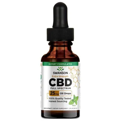 Дієтична добавка Swanson CBD 25 мг Extra Strength Full Spectrum, 60 мл (60 порцій)