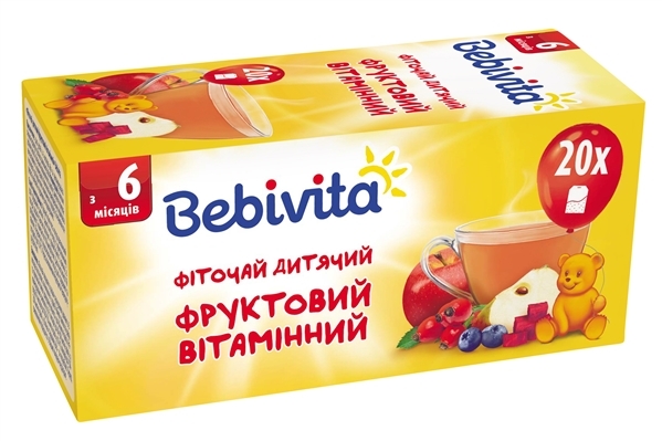Фиточай Bebivita детский фруктовый витаминный, 20 фильтр-пакетов х 1,5 г