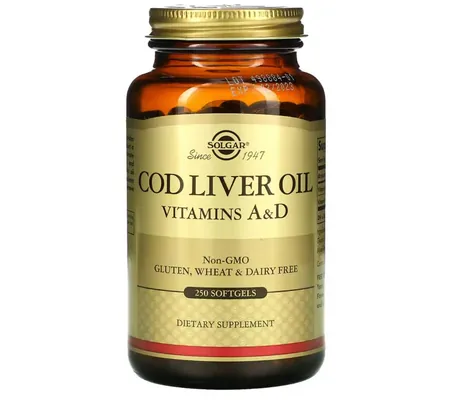 Олія печінки тріски Solgar Cod Liver Oil (Vitamins A&D) м'які капсули №250