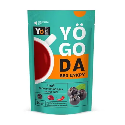 Чай-концентрат Yogoda без цукру горобина чорноплідна, кизил, чилі, 50 г