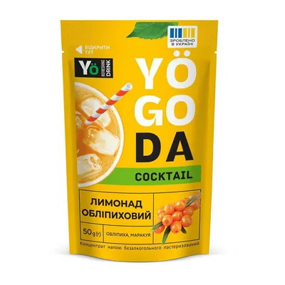 Лимонад-концентрат Yogoda Cocktail обліпиховий з обліпихою та маракуйєю, 50 г