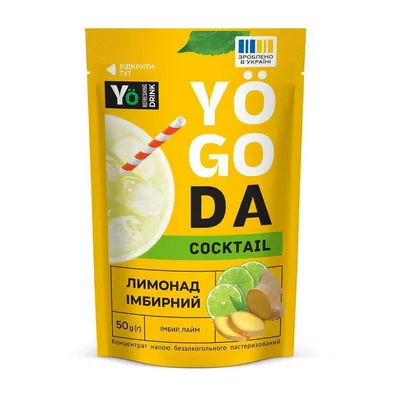 Лимонад-концентрат Yogoda Cocktail імбирний із імбиром та лаймом, 50 г