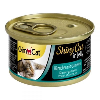 Корм влажный для кошек GimCat Shiny Cat с курицей и креветками в желе, 70 г
