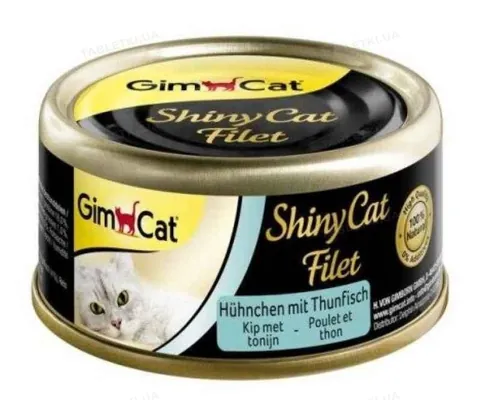 Корм вологий для кішок GimCat Shiny Cat з тунцем і куркою в желе, 70 г