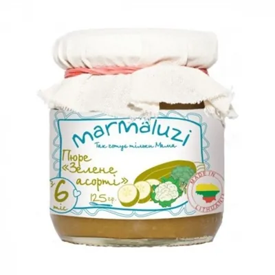 Пюре овочеве Marmaluzi Зелене асорті, 125 г