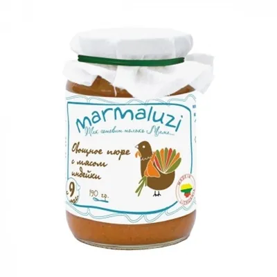 Пюре м'ясо-овочеве Marmaluzi Овочеве з м'ясом індички, 190 г