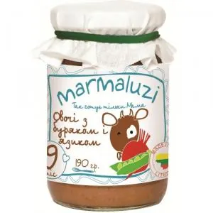 Пюре м'ясо-овочеве Marmaluzi Овочі з буряком і язиком, 190 г