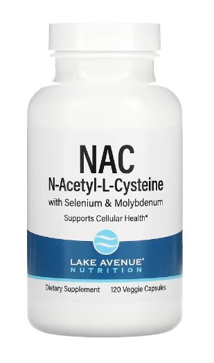 N-ацетилцистеин с селеном и молибденом Lake Avenue Nutrition NAC with Selenium & Molybdenum 600 мг, 120 веганских капсул