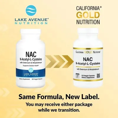 N-ацетилцистеїн з селеном та молібденом Lake Avenue Nutrition NAC with Selenium & Molybdenum 600 мг, 120 веганських капсул