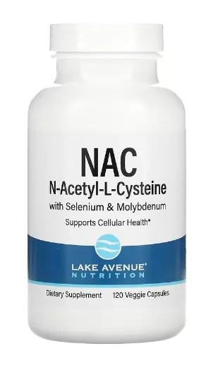 N-ацетилцистеїн з селеном та молібденом Lake Avenue Nutrition NAC with Selenium & Molybdenum 600 мг, 120 веганських капсул