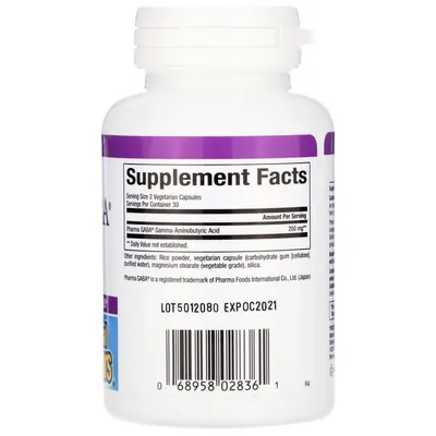 Гамма-аміномасляна кислота Natural Factors Stress Relax Pharma GABA 100 мг, 60 веганских капсул