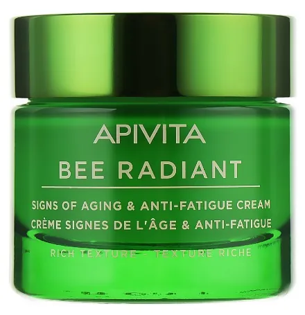 Крем для обличчя Apivita Bee Radiant насиченої текстури для захисту від старіння та слідів втоми, 50 мл