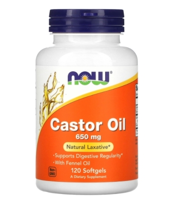 Касторовое масло NOW Castor Oil 650 мг капсулы №120