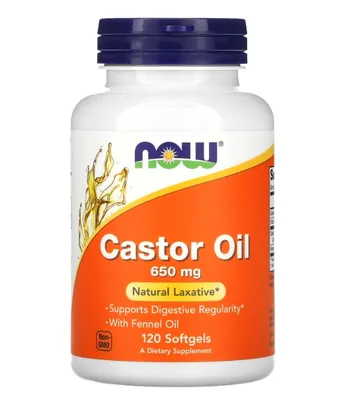 Рицинова олія NOW Castor Oil 650 мг м'які капсули №120