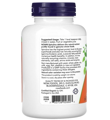 Спирулина NOW Spirulina Powder порошок, 113 г